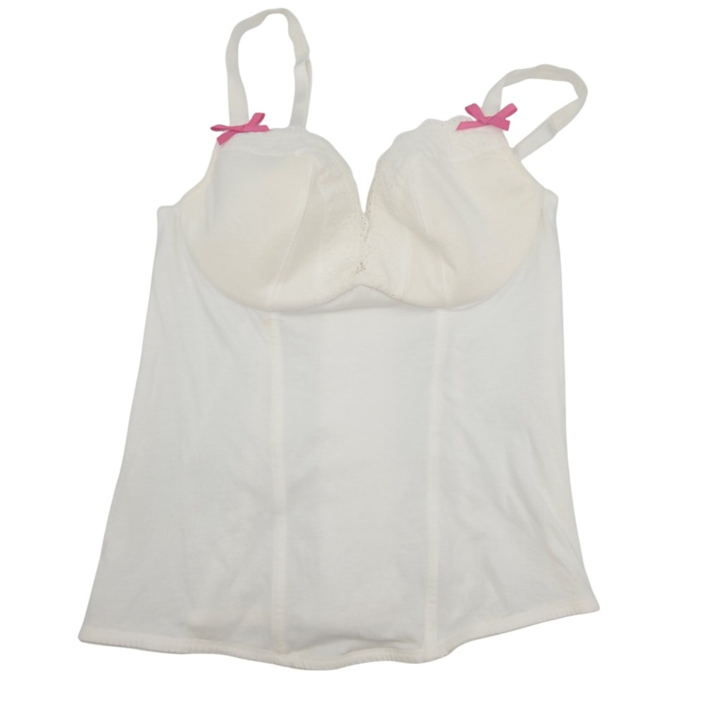 Cacique Intimates White Bustier Cami Coquette Balletcore Regencycore Sz 14/16